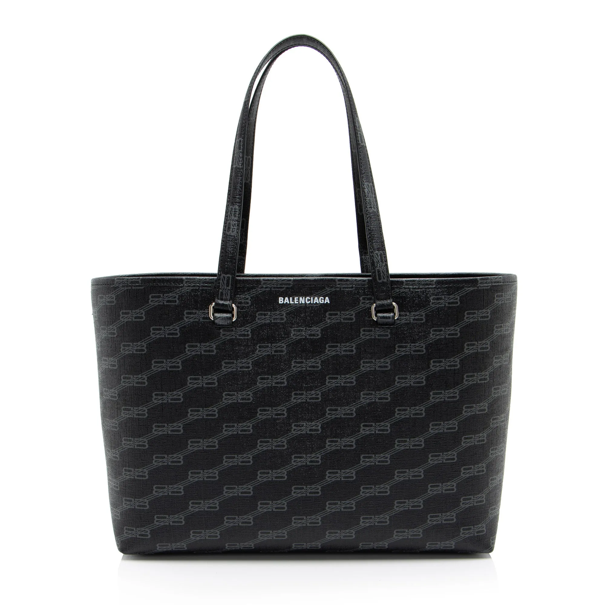 Balenciaga BB Monogram Canvas Signature E/W Medium Shopper Tote (SHF-sezzpJ)
