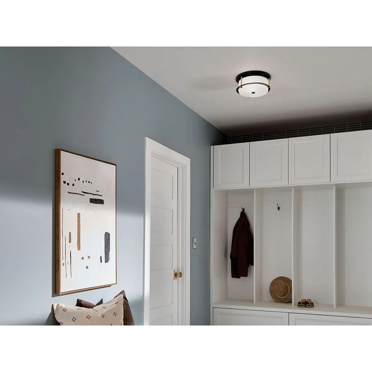 Brit 12 in. 2 Lights Flush Mount Light Black Finish
