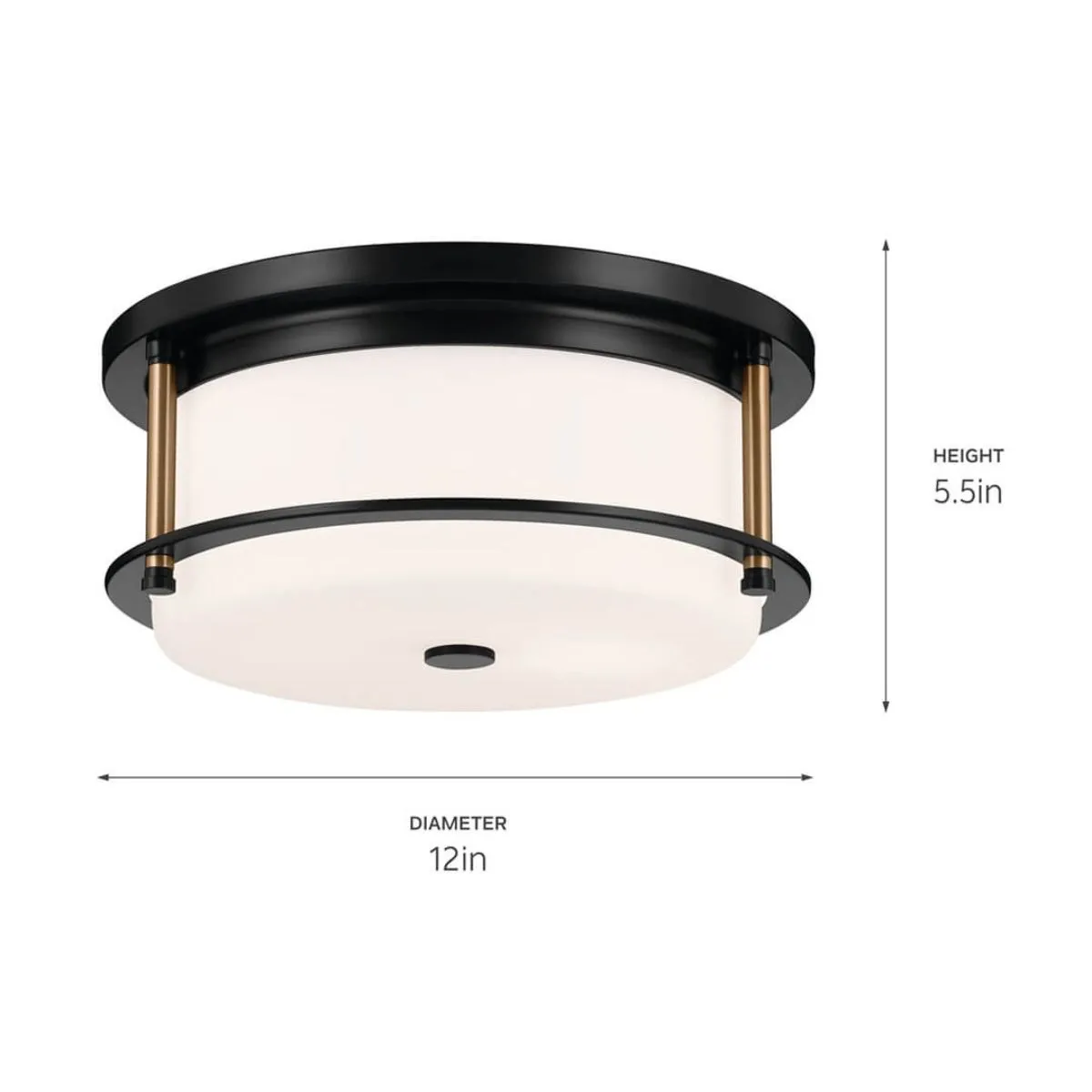 Brit 12 in. 2 Lights Flush Mount Light Black Finish