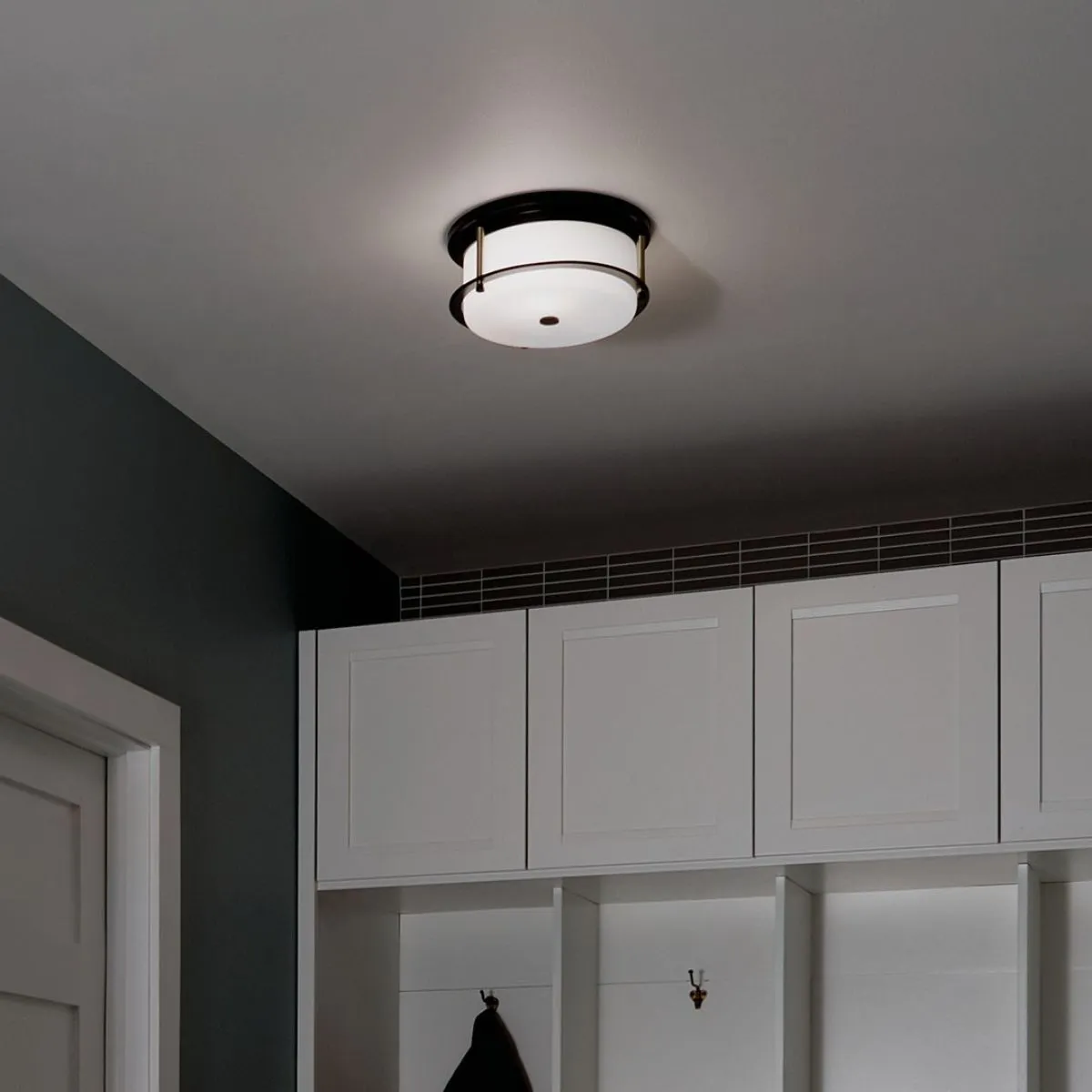Brit 12 in. 2 Lights Flush Mount Light Black Finish