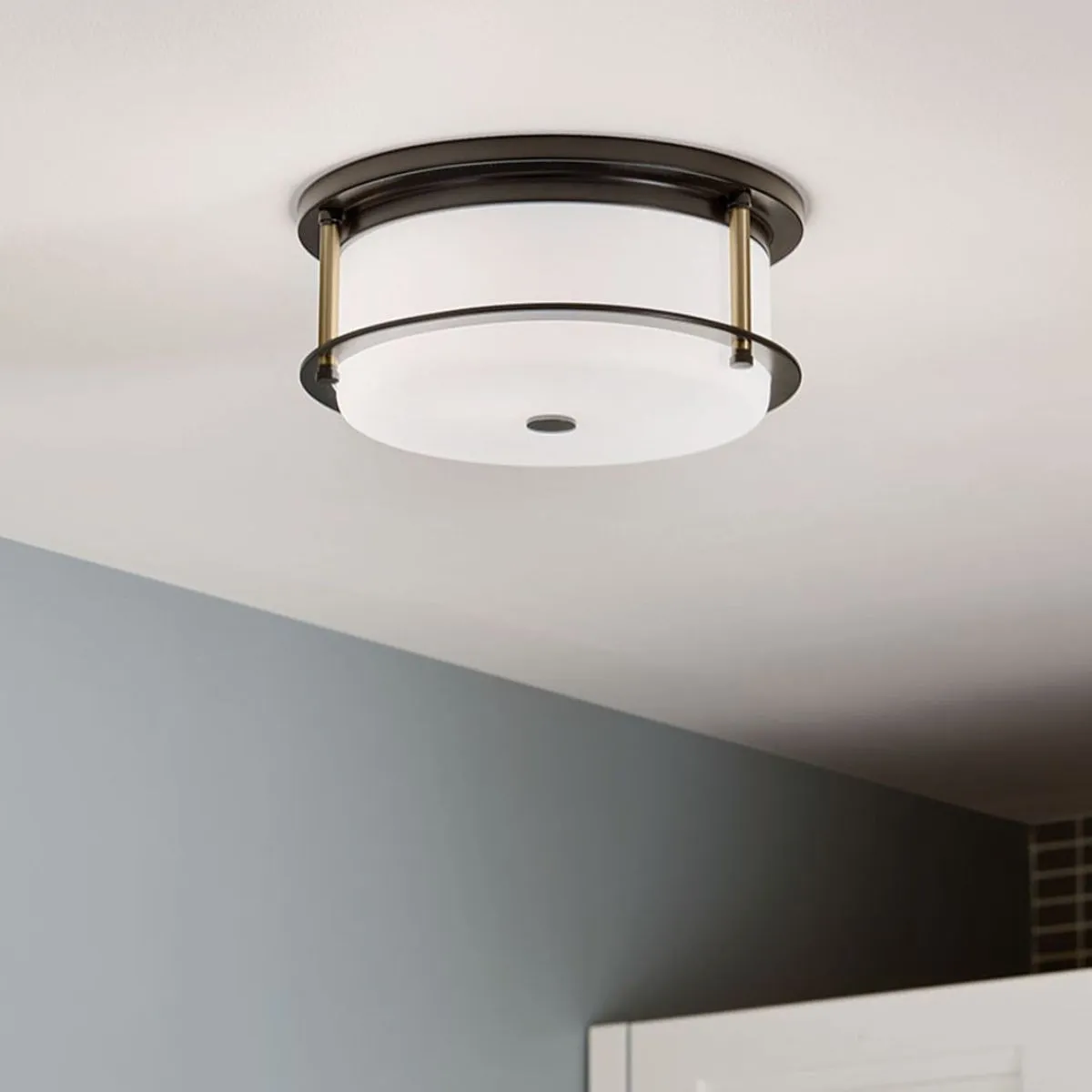 Brit 12 in. 2 Lights Flush Mount Light Black Finish