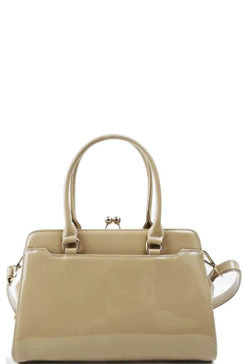 Designer Fashion Glossy Satchel With Long Strap