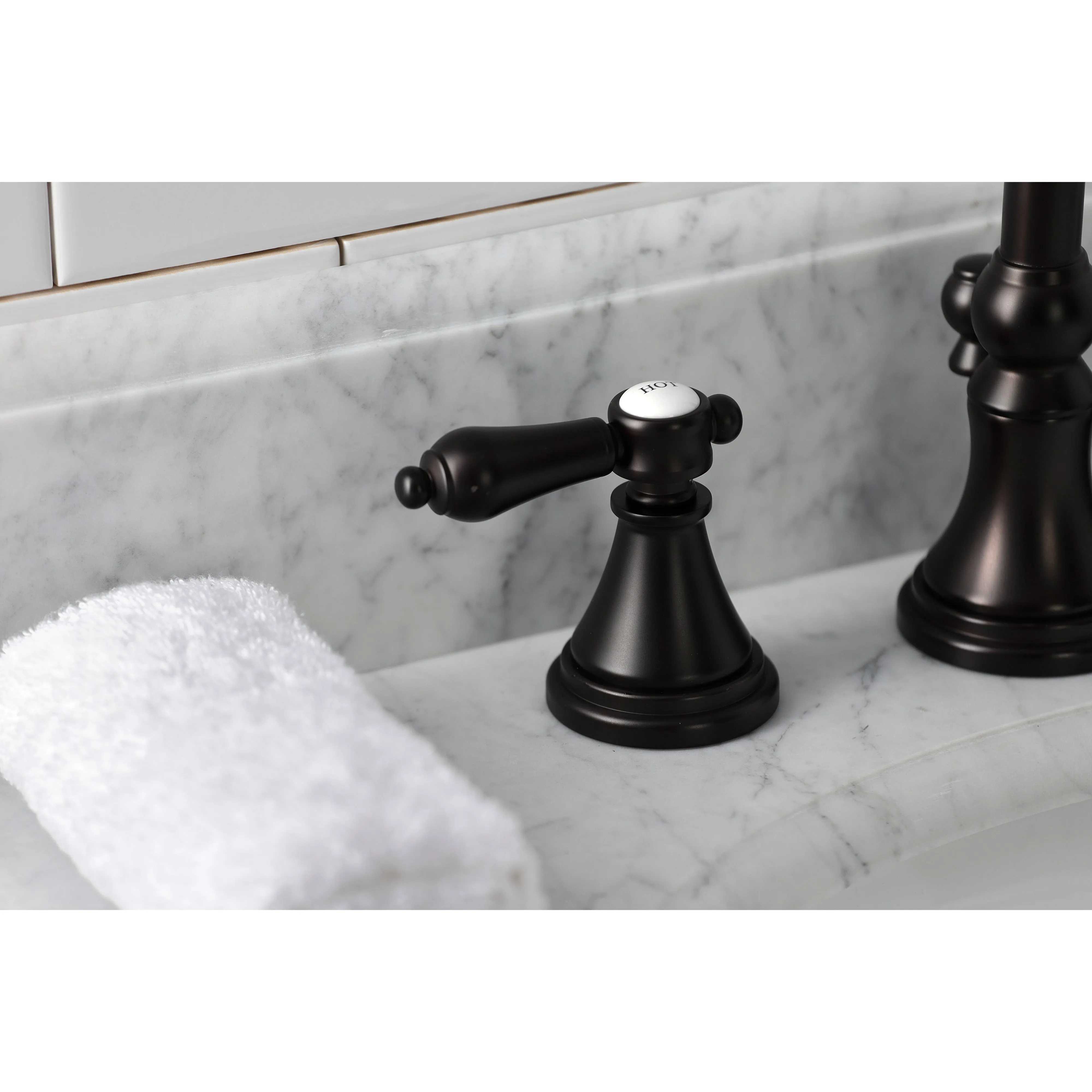 Heirloom Widespread Bathroom Faucet With Brass Pop Up
