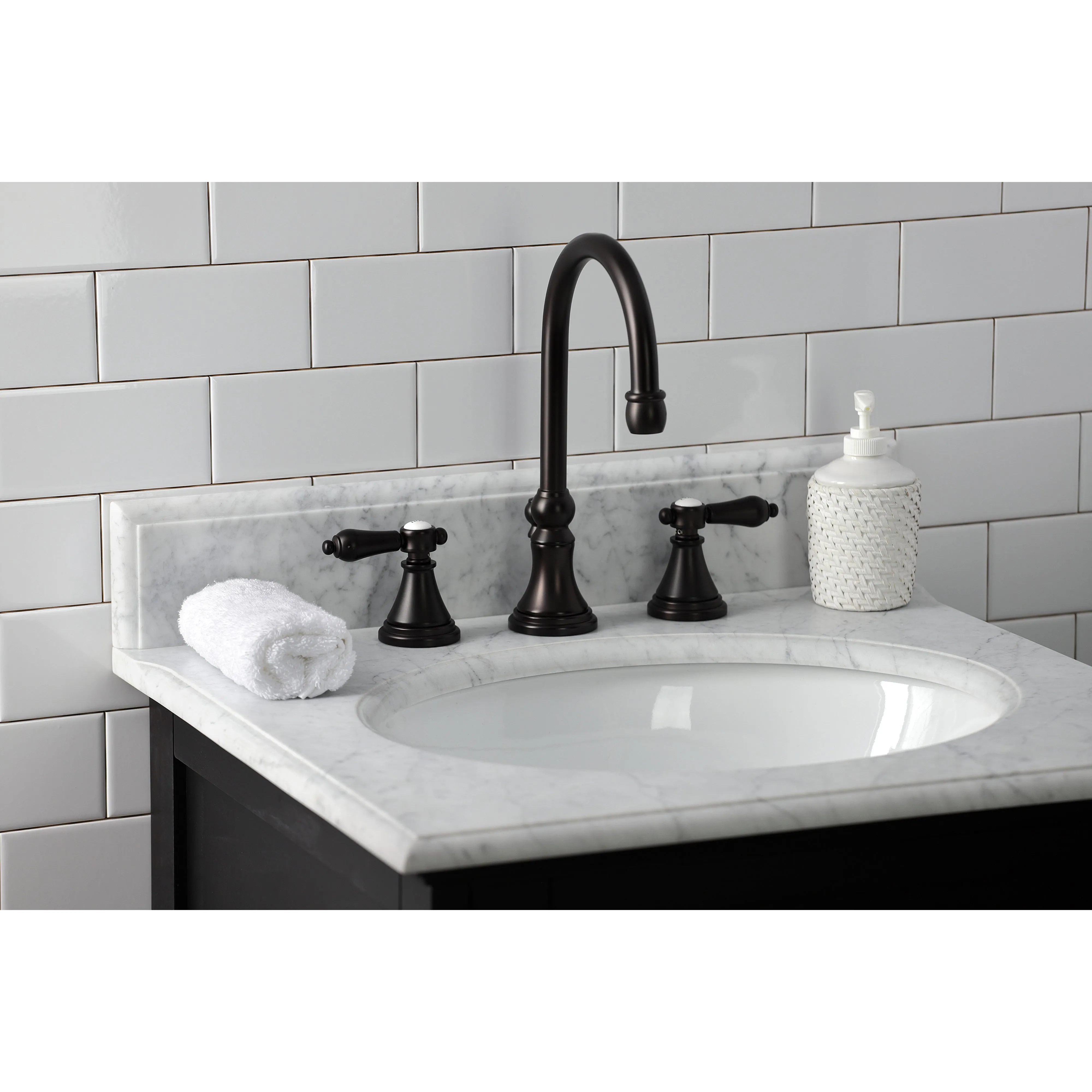 Heirloom Widespread Bathroom Faucet With Brass Pop Up