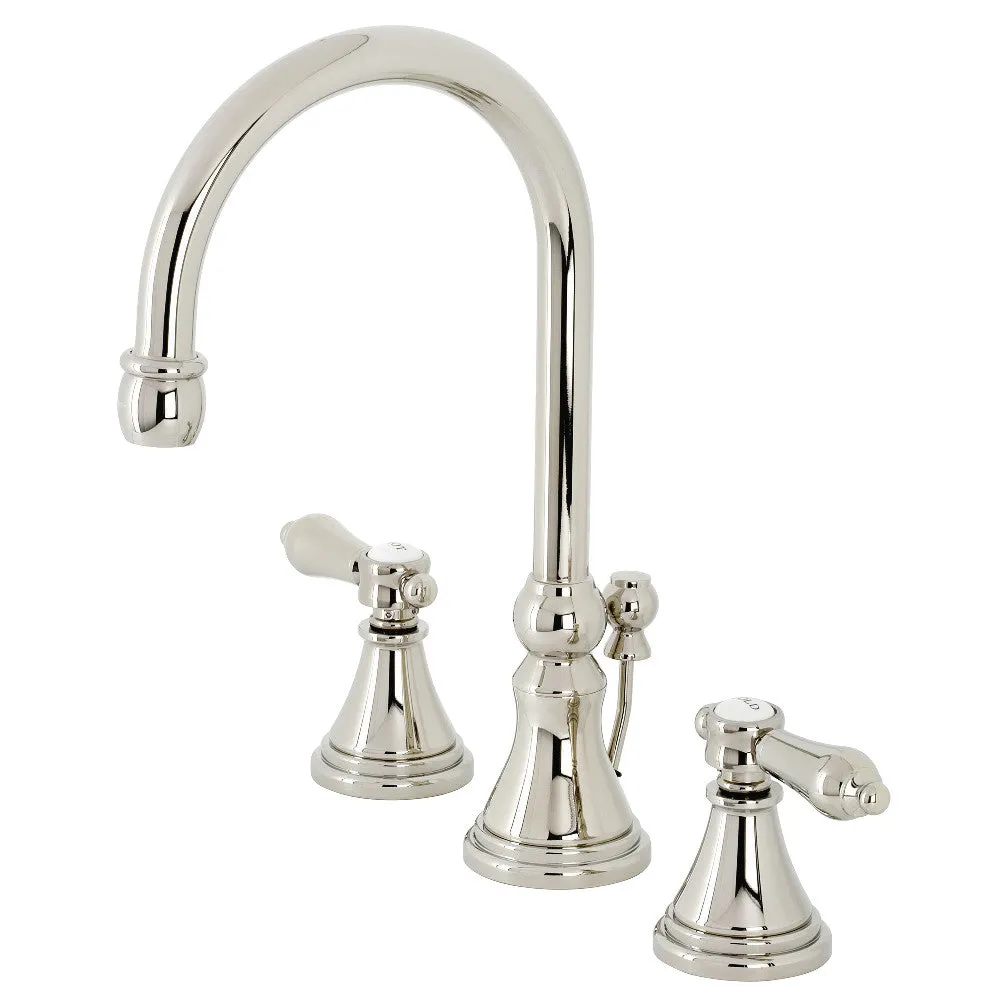Heirloom Widespread Bathroom Faucet With Brass Pop Up