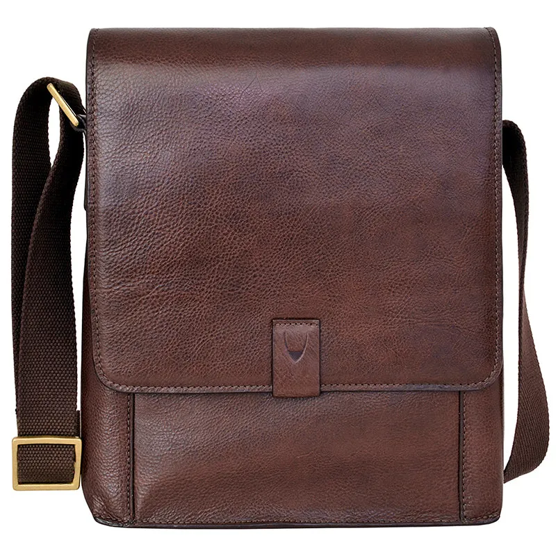 Hidesign Aiden Medium Leather Messenger Cross Body Bag Brown