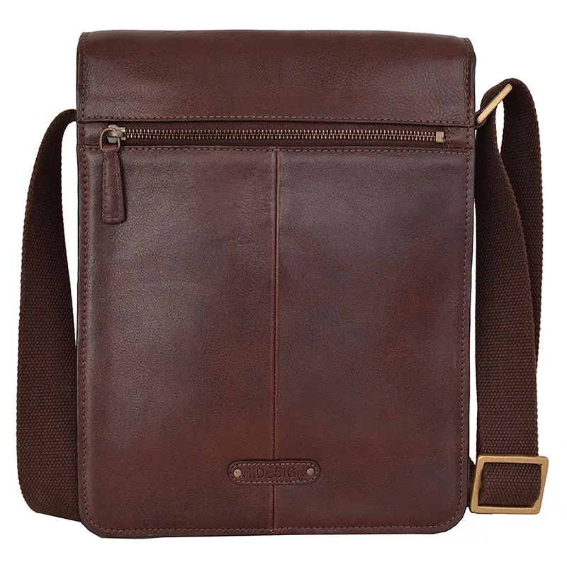 Hidesign Aiden Medium Leather Messenger Cross Body Bag Brown