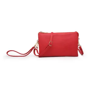 Jen & Co. Red Riley Monogramable  3 Compartment Crossbody Or Wristlet