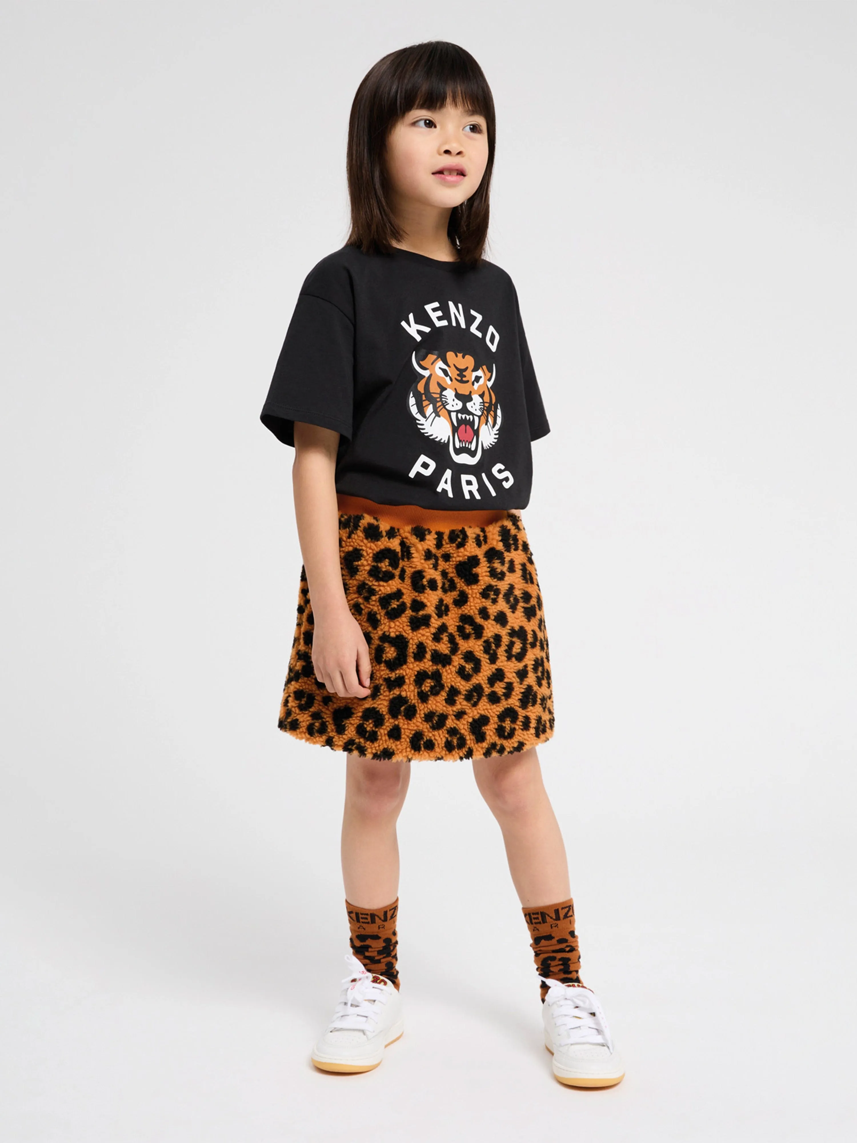 KENZO Girls Leopard Skirt in Orange