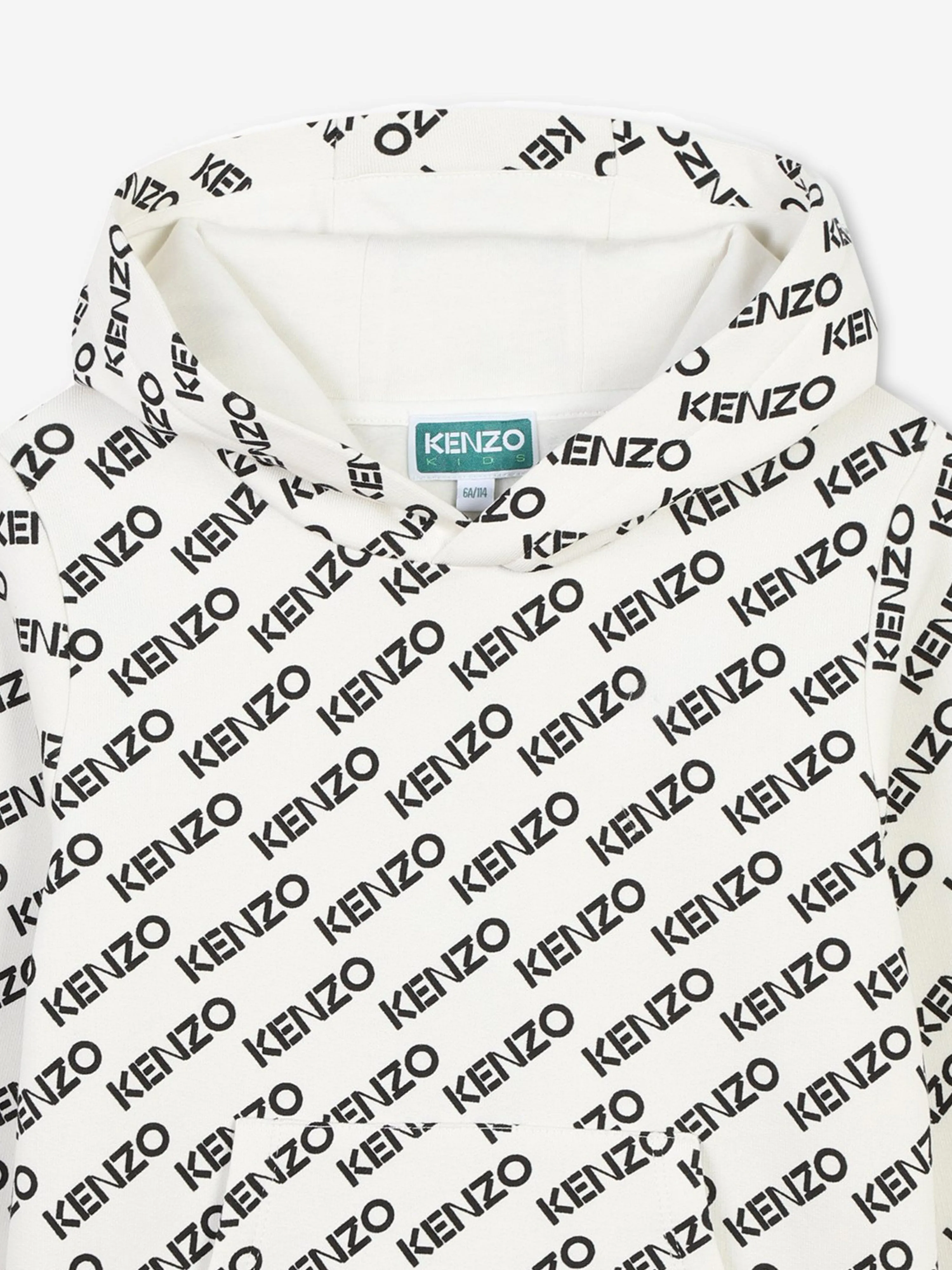 KENZO Kids Logo Print Hoodie in Ivory
