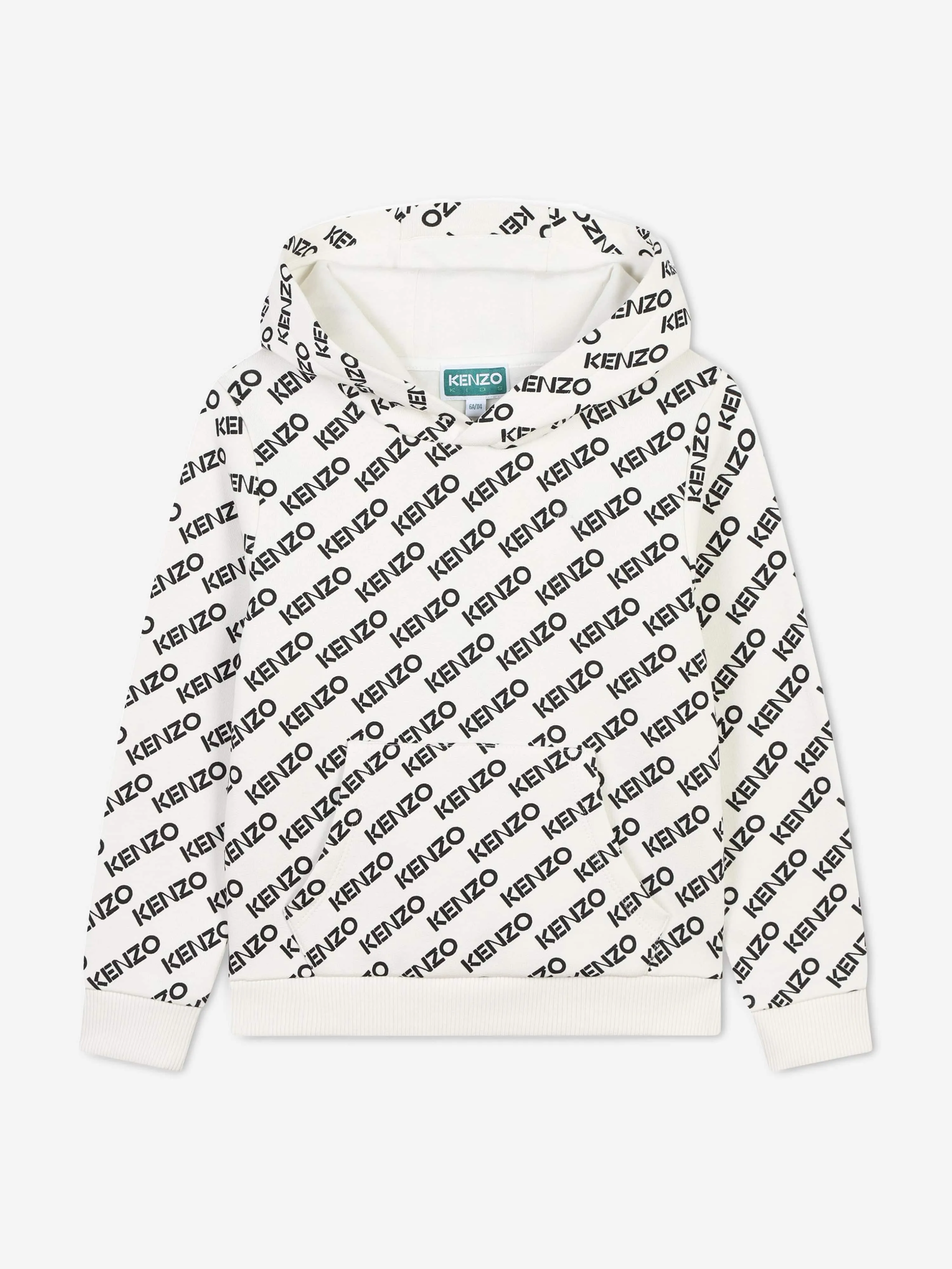 KENZO Kids Logo Print Hoodie in Ivory