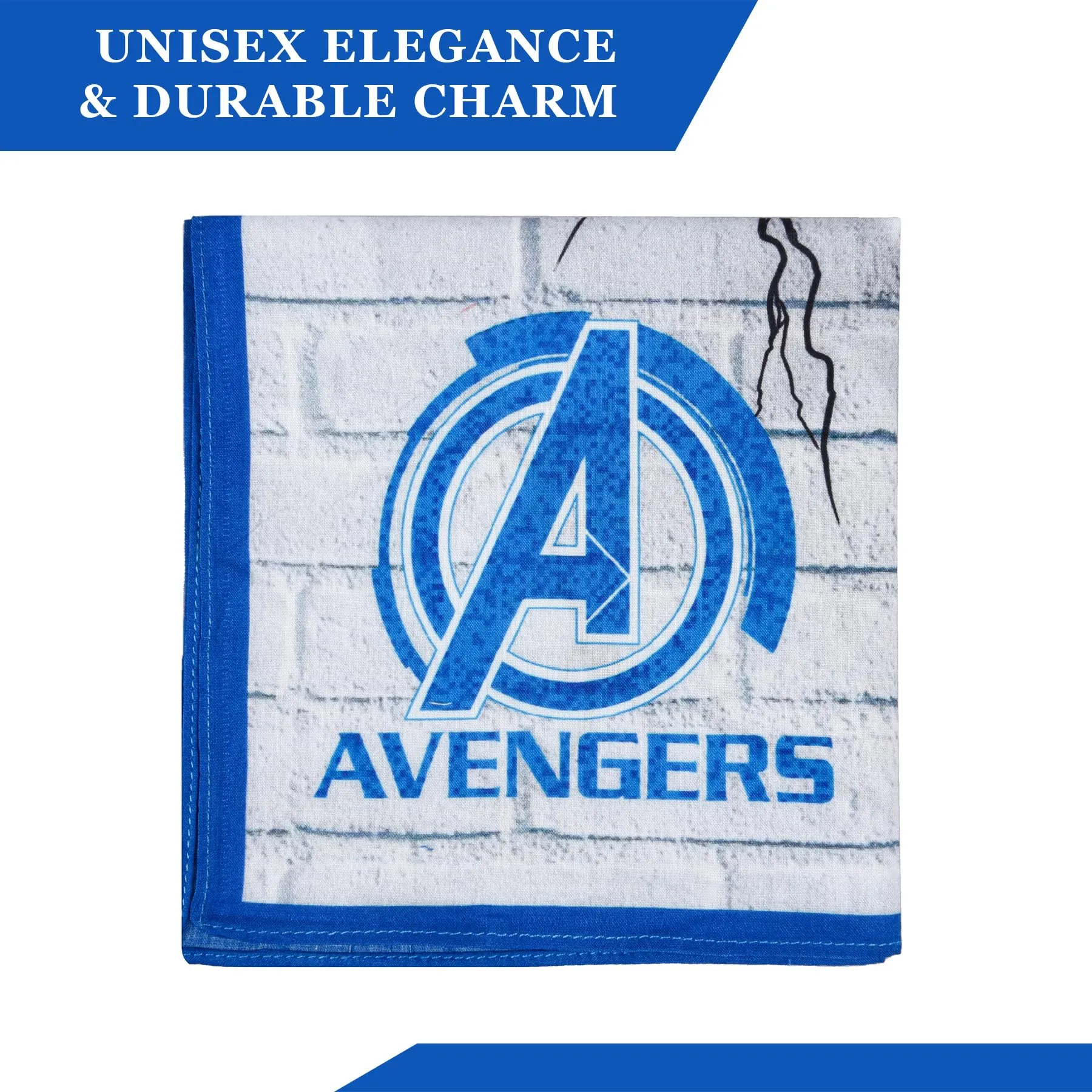 Kuber Industries Marvel Mjollnir Handkerchiefs | Cotton Handkerchiefs for Boys | Handkerchiefs for Girls | Rumal for Boys & Girls | Hankies for Gifting | Pack of 6 | Blue & White