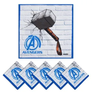 Kuber Industries Marvel Mjollnir Handkerchiefs | Cotton Handkerchiefs for Boys | Handkerchiefs for Girls | Rumal for Boys & Girls | Hankies for Gifting | Pack of 6 | Blue & White