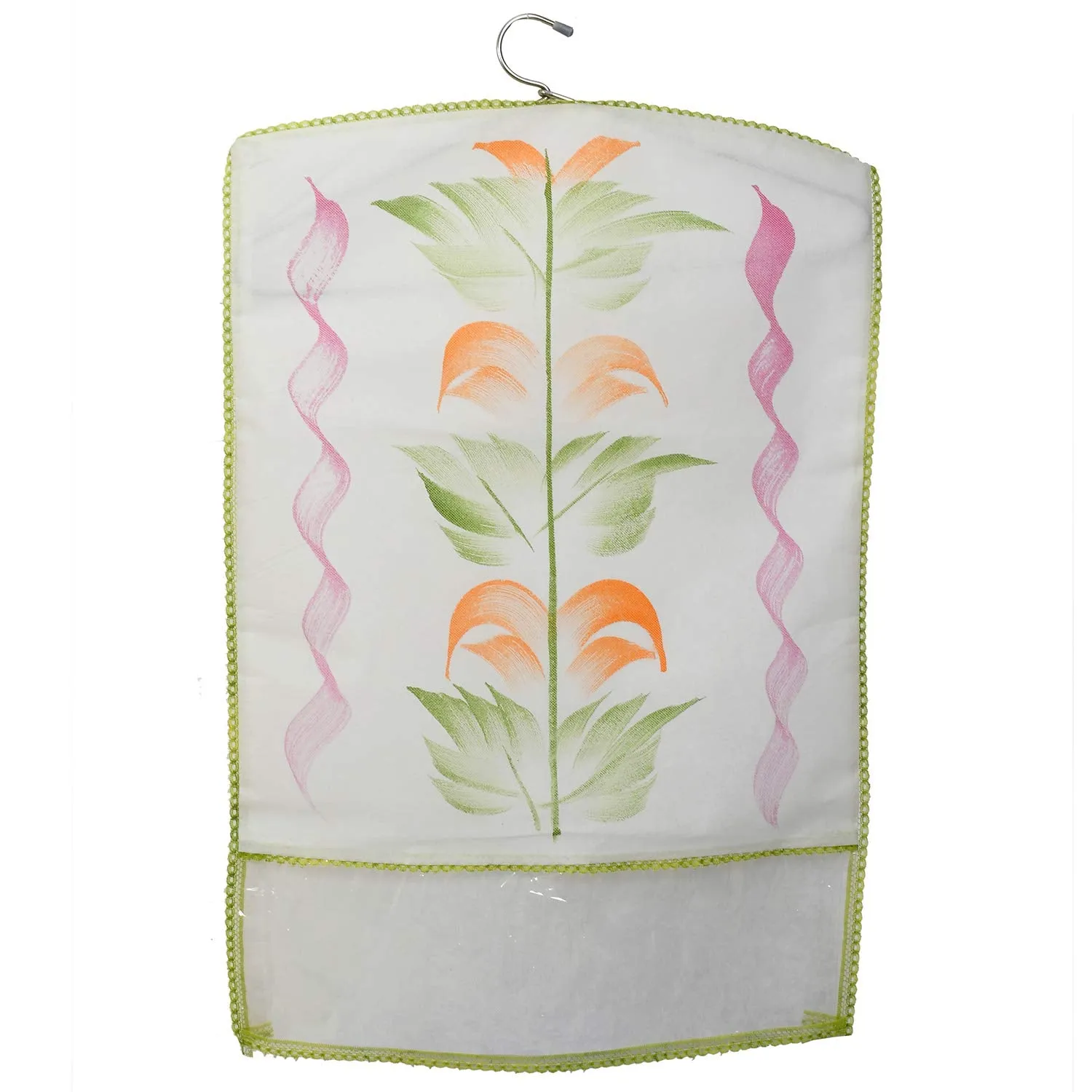 Kuber Industries Printed 6 Piece Non Woven Hanging Saree Cover Wardrobe Organiser (Green) -CTKTC038924
