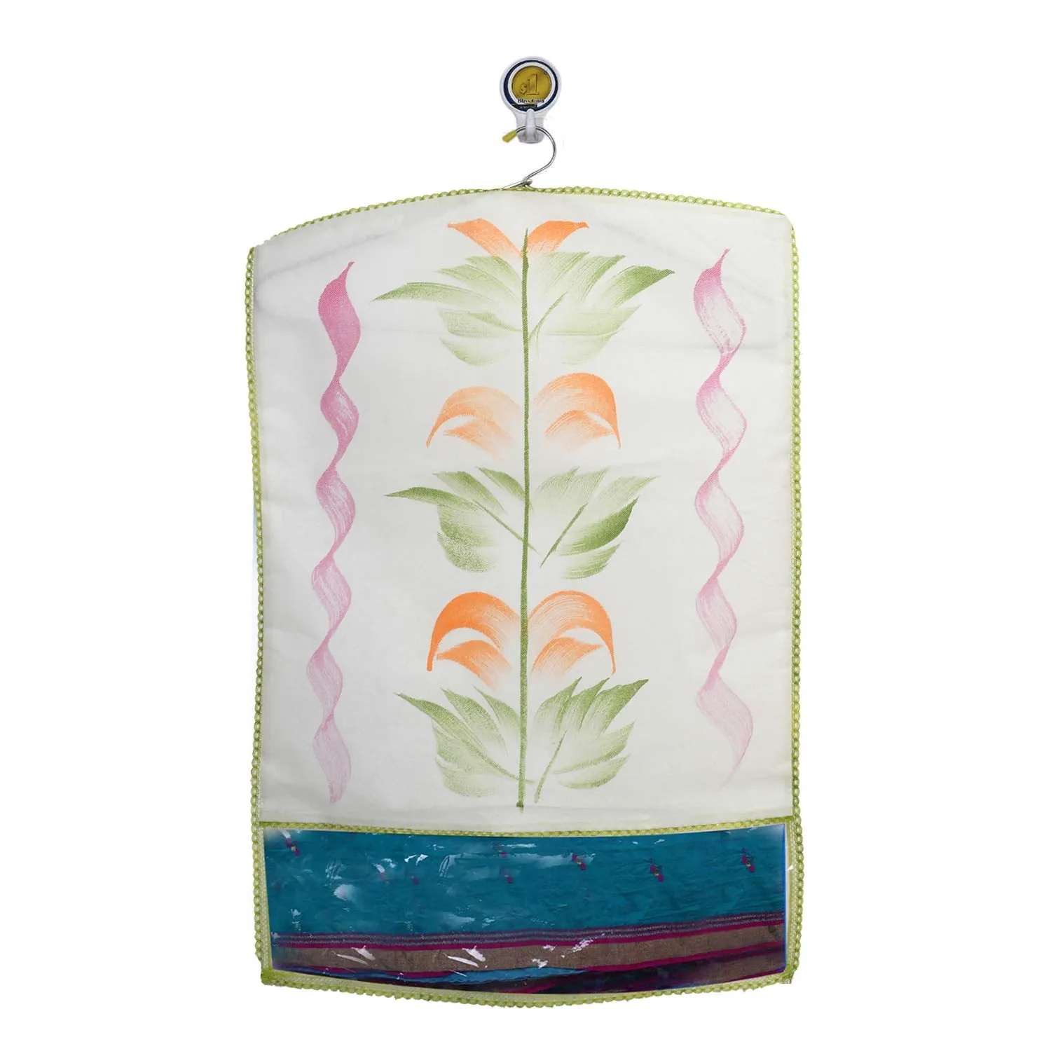 Kuber Industries Printed 6 Piece Non Woven Hanging Saree Cover Wardrobe Organiser (Green) -CTKTC038924