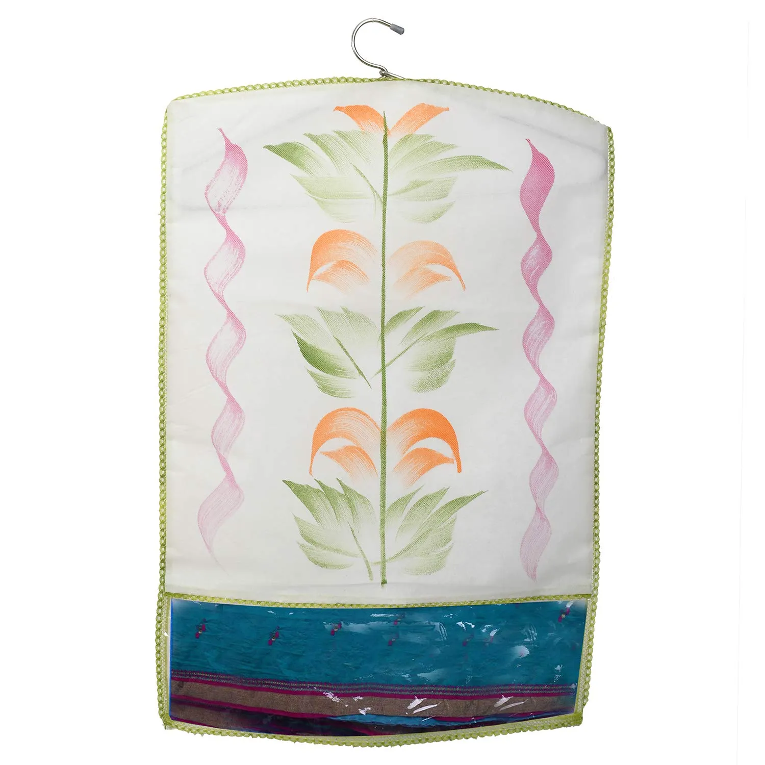 Kuber Industries Printed 6 Piece Non Woven Hanging Saree Cover Wardrobe Organiser (Green) -CTKTC038924