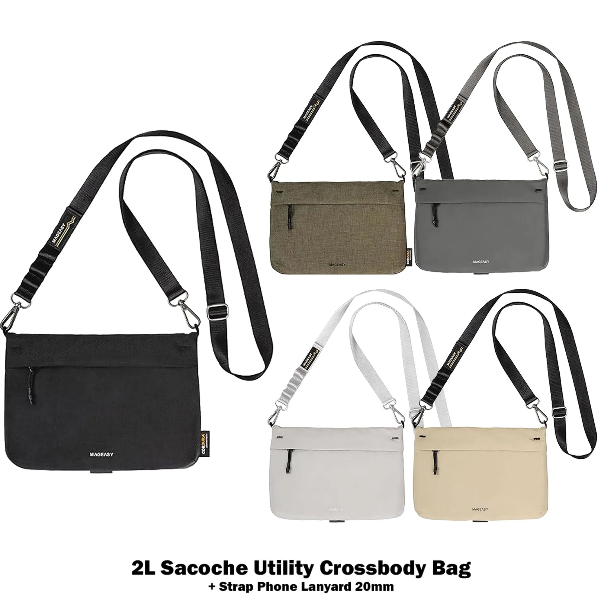 MAGEASY 2L Sacoche Utility Crossbody Bag   Strap Phone Lanyard 20mm