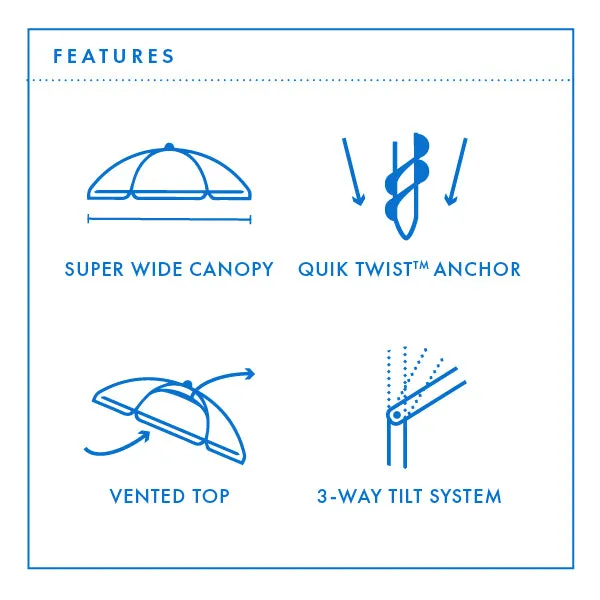 Masquerade 240cm Beach Umbrella - Marine
