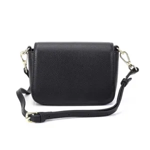 Mini Black Genuine Leather Women's-حقيبة كروس بودي