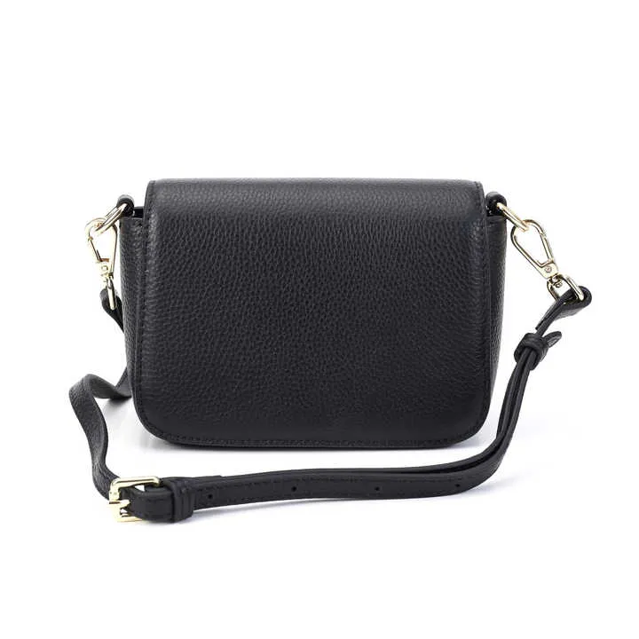 Mini Black Genuine Leather Women's-حقيبة كروس بودي