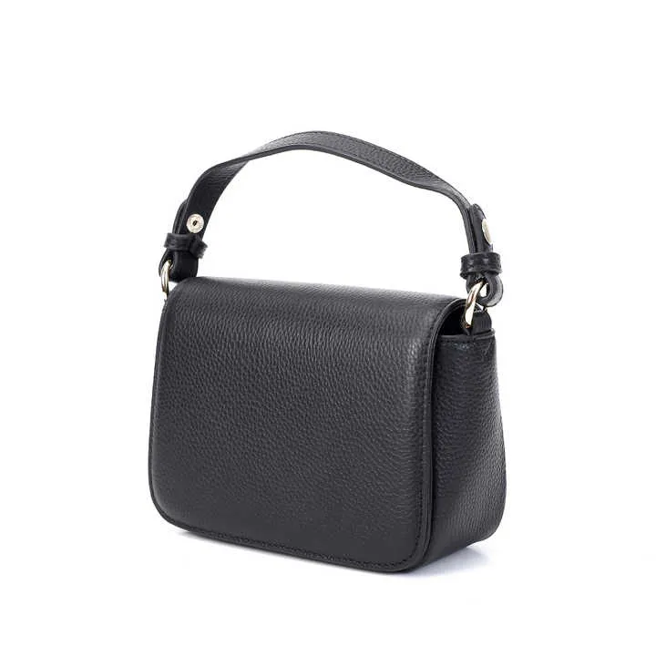 Mini Black Genuine Leather Women's-حقيبة كروس بودي