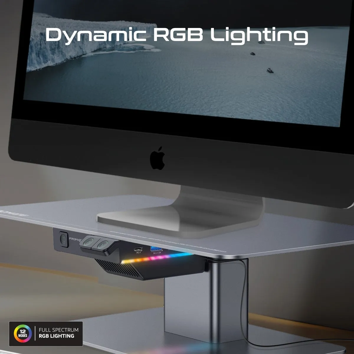 Motorized Ergonomic Monitor & Laptop Stand with Built-In USB Hub