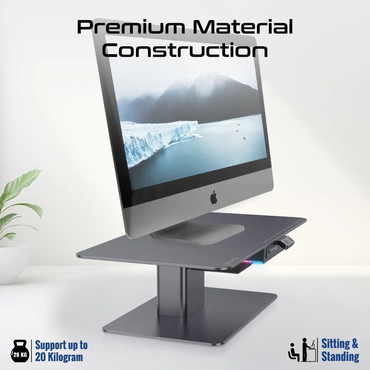 Motorized Ergonomic Monitor & Laptop Stand with Built-In USB Hub