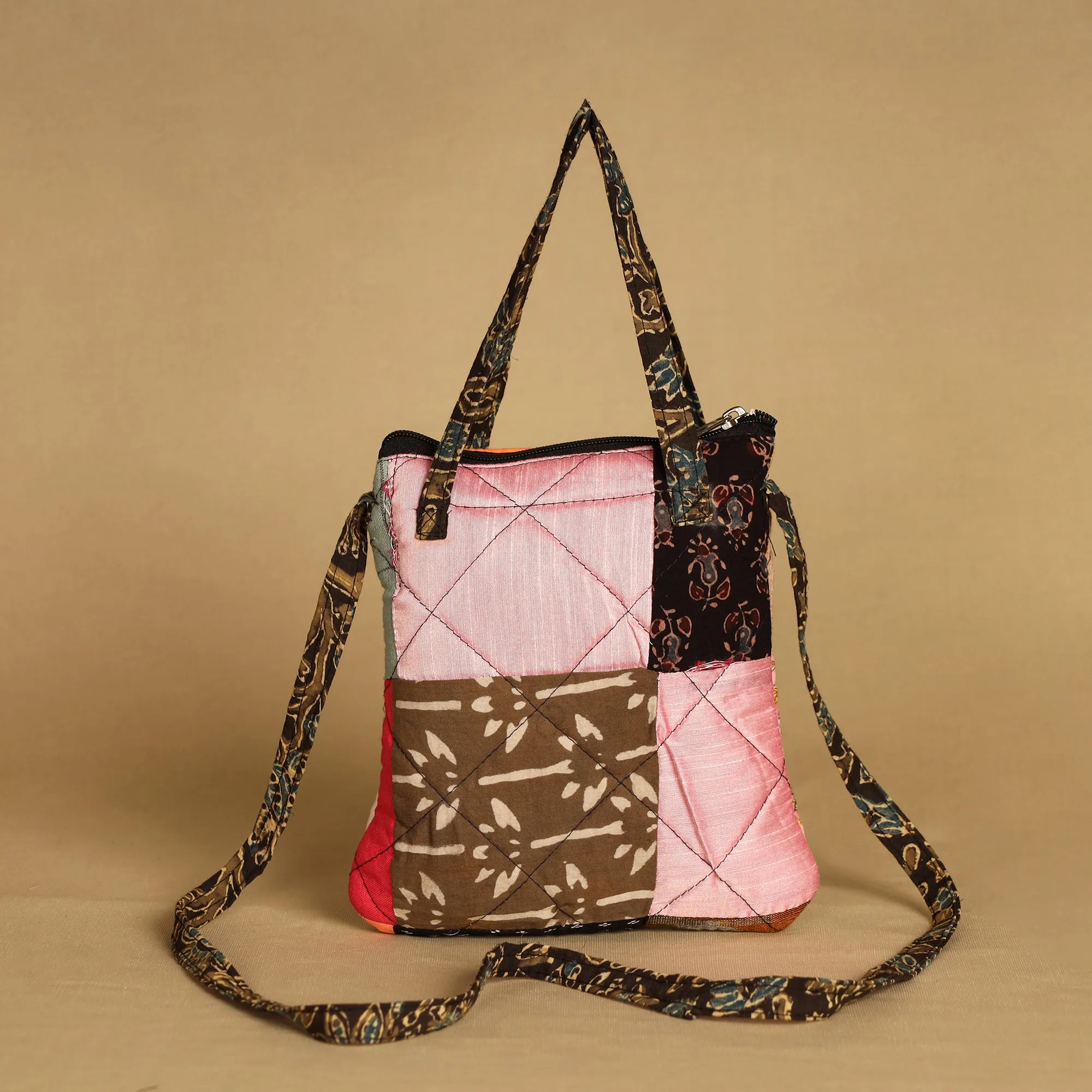 Multicolor - Handmade Quilted Cotton Patchwork Sling Bag 71