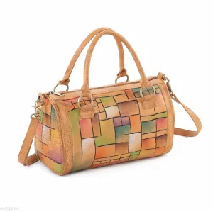 Picta Manu hand painted leather bowling bag #LB18 Squares