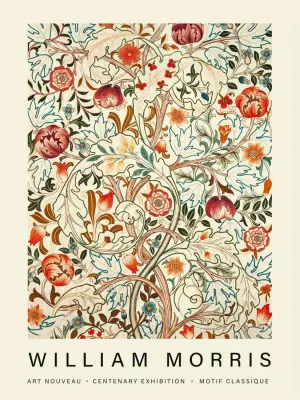 Retro Acanthus - William Morris Exhibition Poster - Vintage Naturalistic Floral Wall Art - Framed Prints