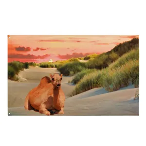 Santorini Wall Art Painting Flag Tapestry - Durable Polyester Decor