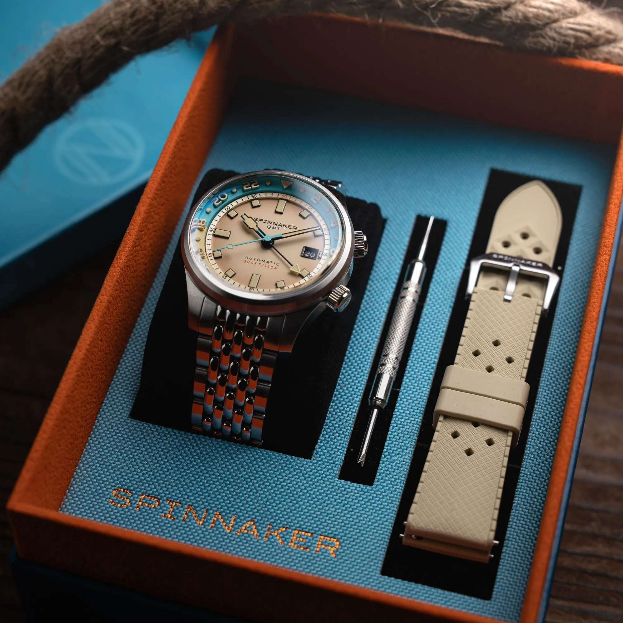Spinnaker Bradner GMT Automatic Beige Linen Men's Watch