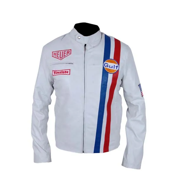 Steve McQueen's Le Mans White Leather Jacket for Men