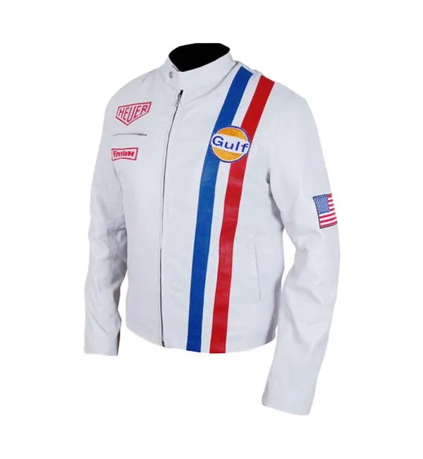 Steve McQueen's Le Mans White Leather Jacket for Men