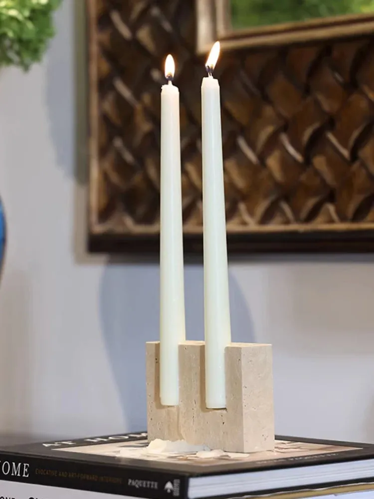 Stone Candle Holder - 2 Holes decorative candle holder