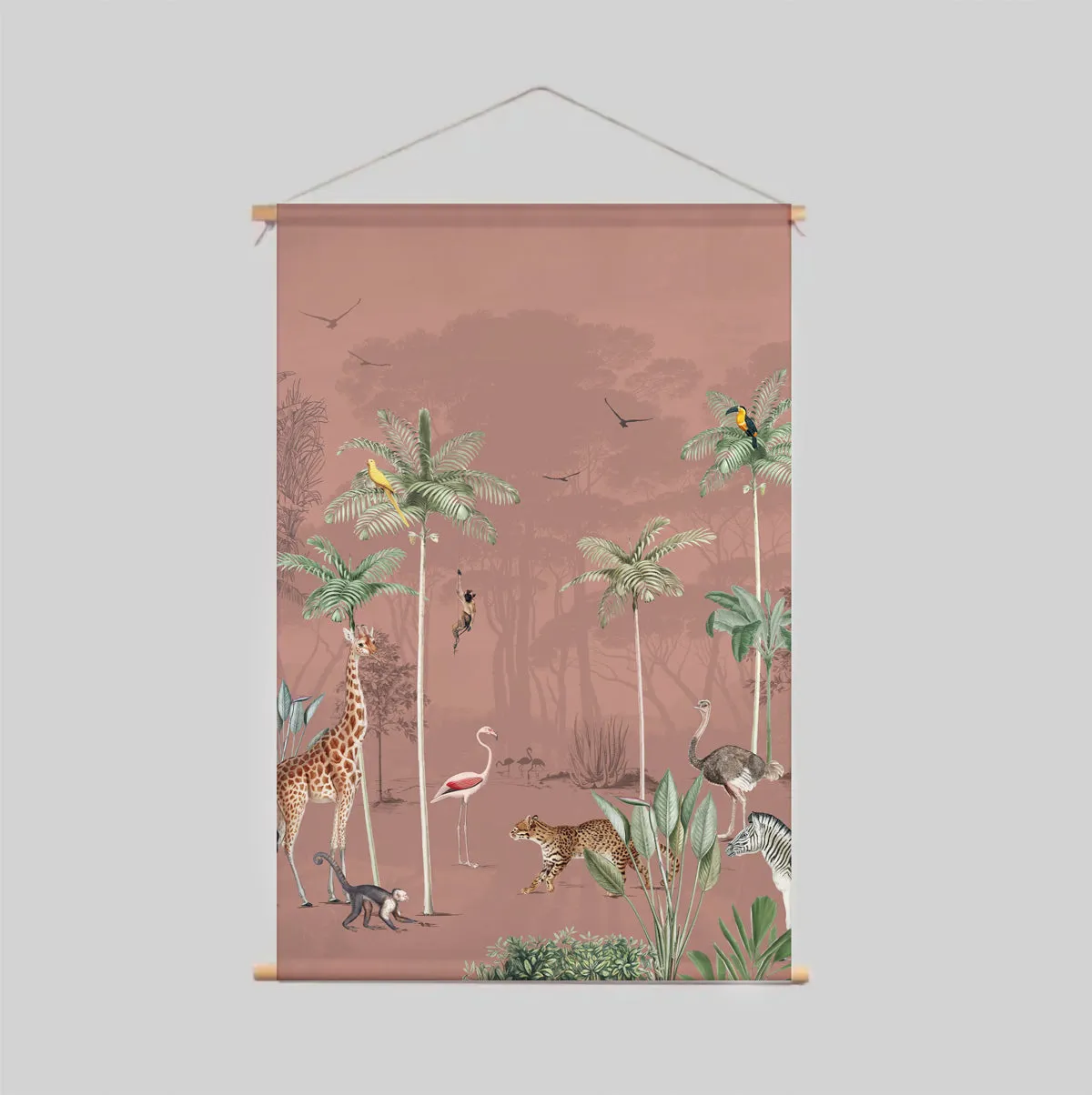 Textile Poster - Wildlife's playground Blush