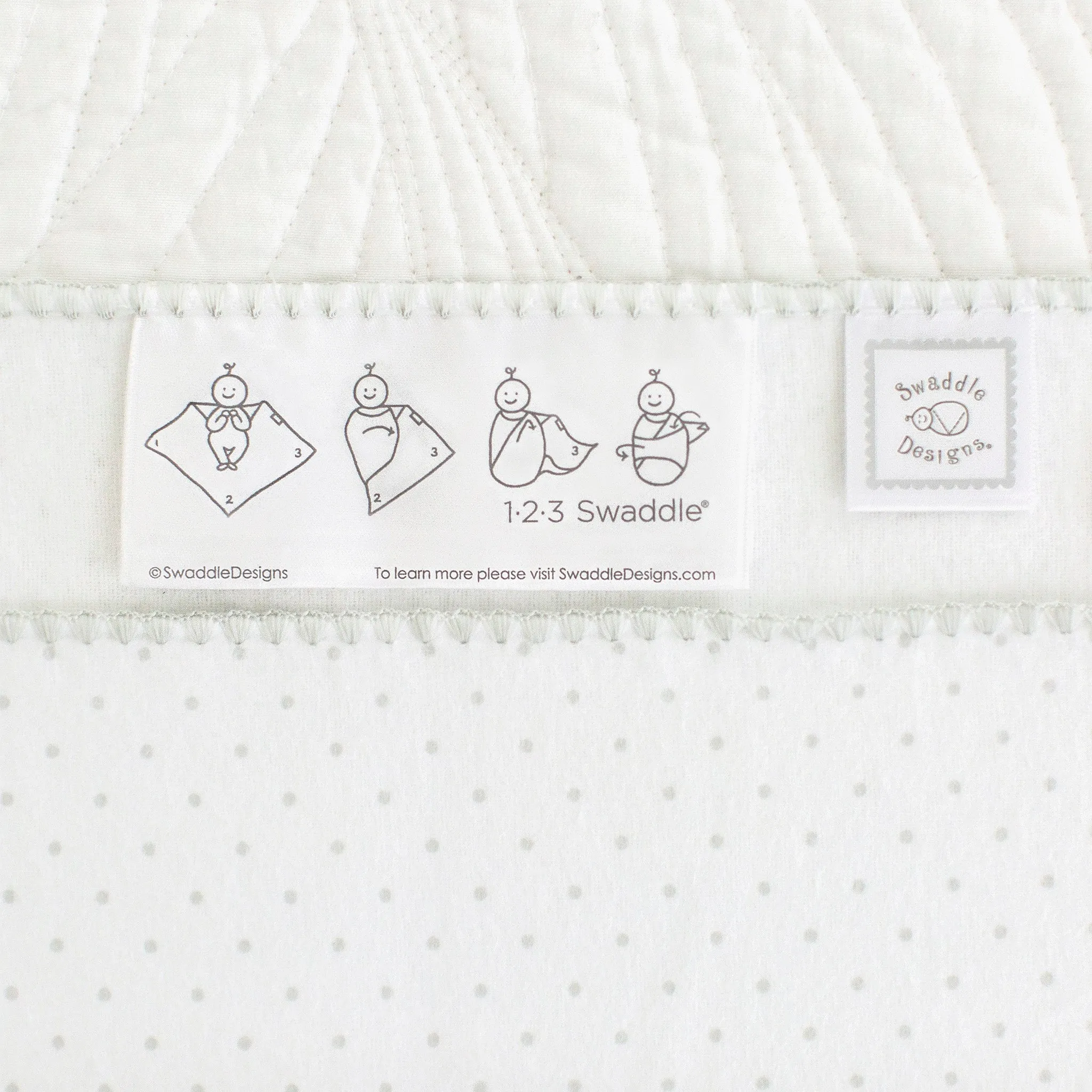Ultimate Swaddle Blanket - Mod Circles on White, SeaCrystal with Turquoise Trim