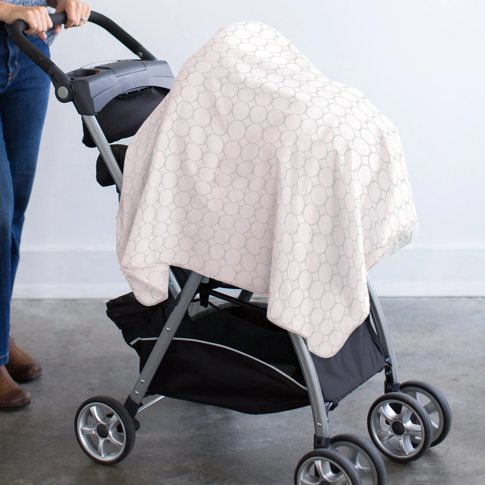 Ultimate Swaddle Blanket - Soft Black Pearl Bubble Dots on Soft Pink