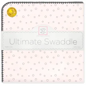 Ultimate Swaddle Blanket - Soft Black Pearl Bubble Dots on Soft Pink