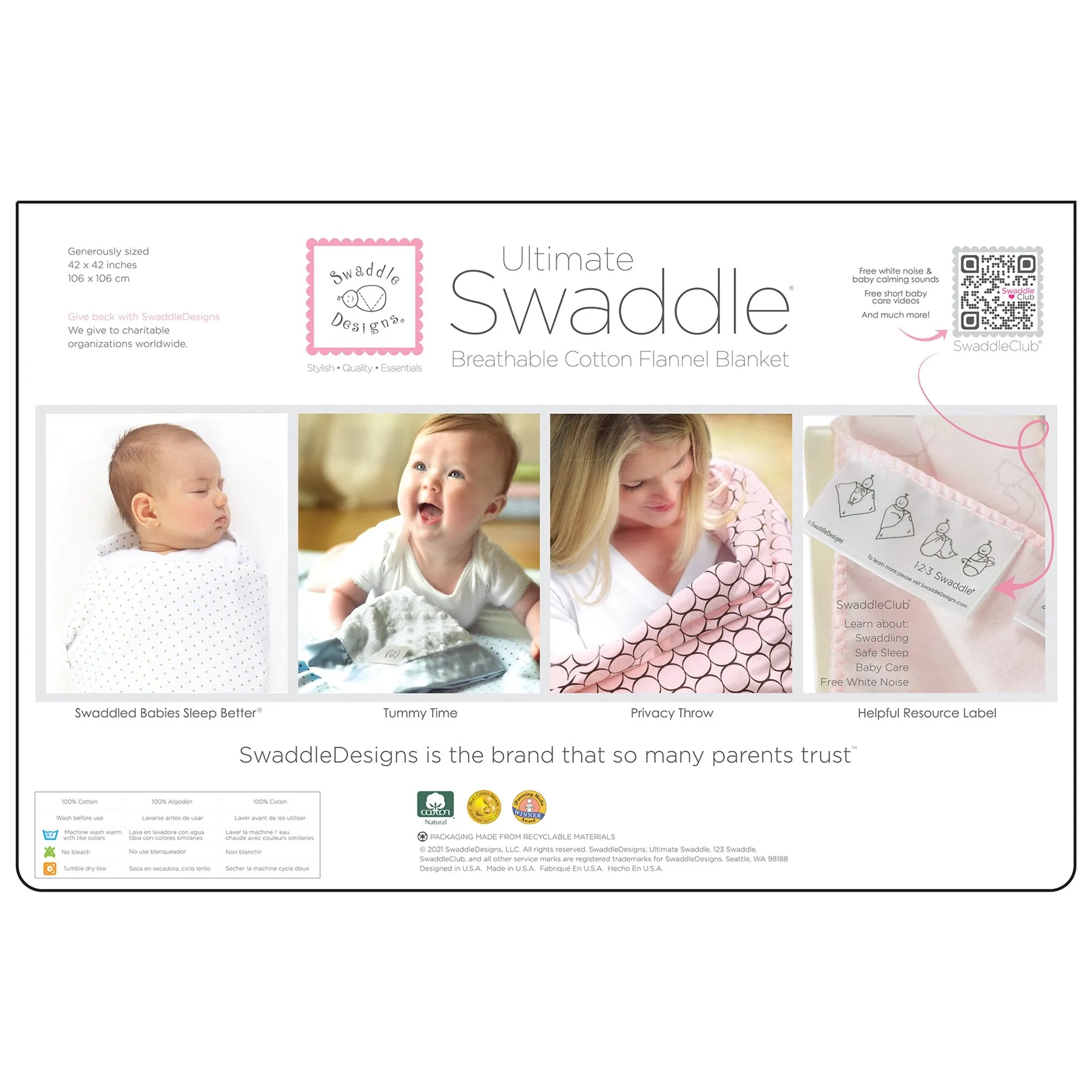 Ultimate Swaddle Blanket - Soft Black Pearl Bubble Dots on Soft Pink