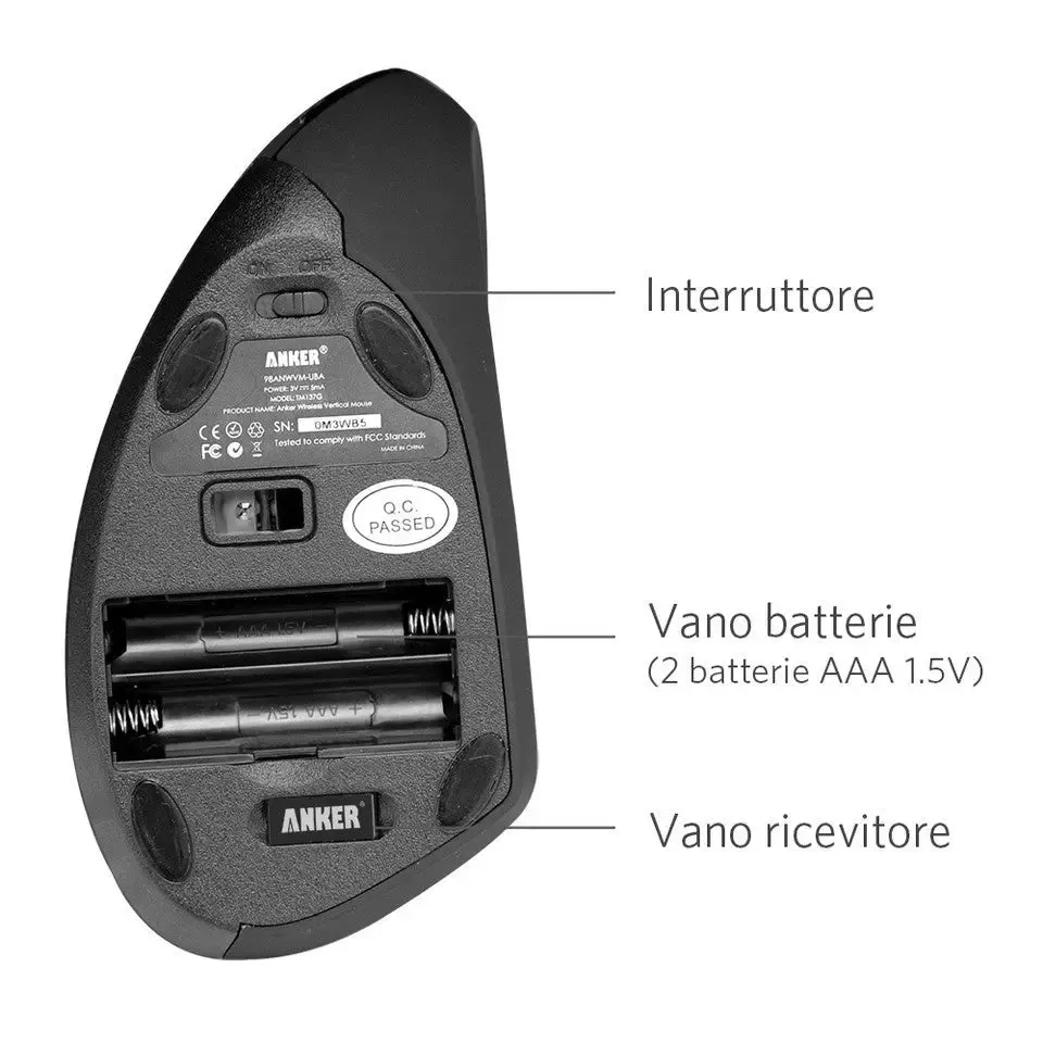 Wireless Vertical Ergonomic Optical Mouse A7852
